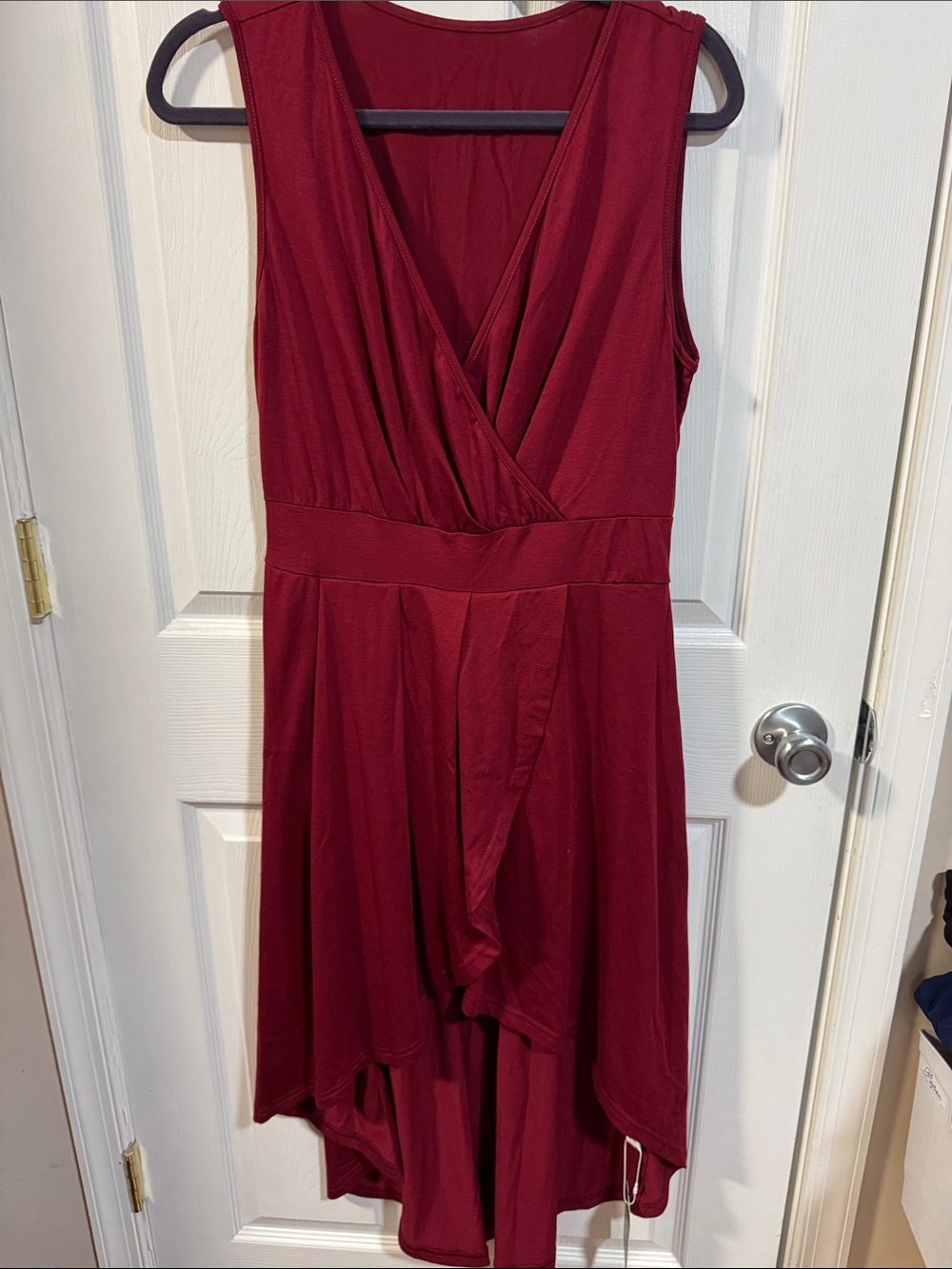 HALARA Sleeveless Surplice High-Low Dress in Wine